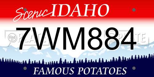 7WM884 Idaho License Plate