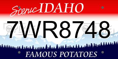 7WR8748 Idaho License Plate
