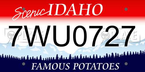 7WU0727 Idaho License Plate