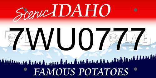 7WU0777 Idaho License Plate