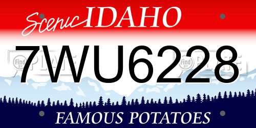7WU6228 Idaho License Plate
