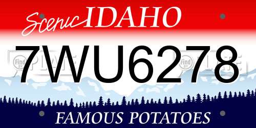 7WU6278 Idaho License Plate