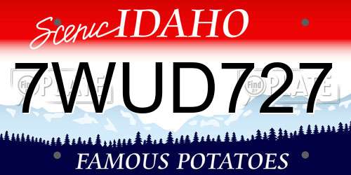 7WUD727 Idaho License Plate