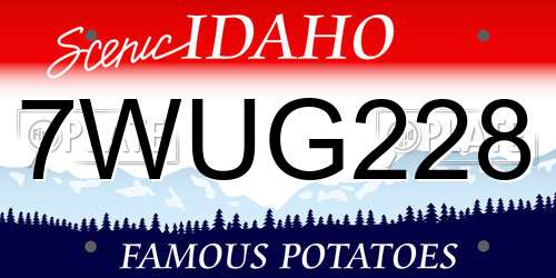 7WUG228 Idaho License Plate
