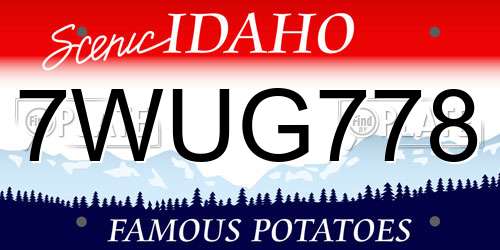 7WUG778 Idaho License Plate