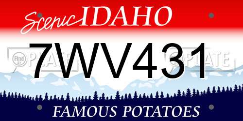 7WV431 Idaho License Plate