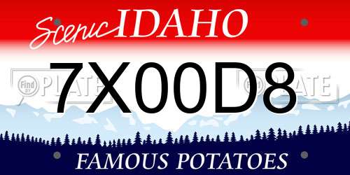7X00D8 Idaho License Plate