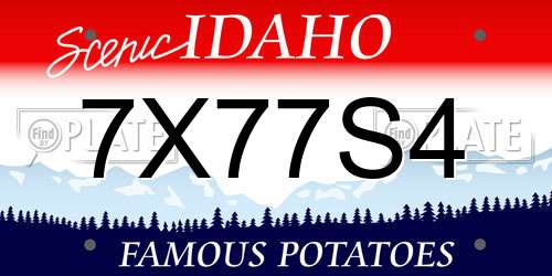 7X77S4 Idaho License Plate