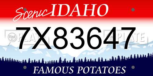 7X83647 Idaho License Plate