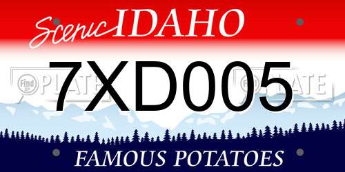 7XD005 Idaho License Plate