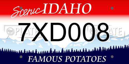 7XD008 Idaho License Plate