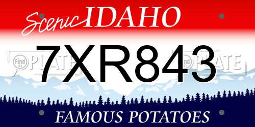 7XR843 Idaho License Plate