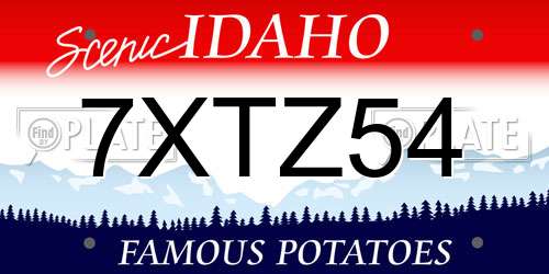 7XTZ54 Idaho License Plate