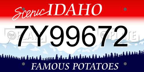 7Y99672 Idaho License Plate