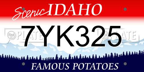 7YK325 Idaho License Plate
