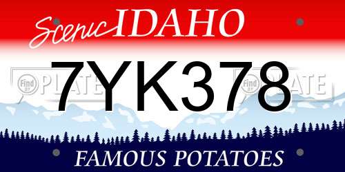7YK378 Idaho License Plate