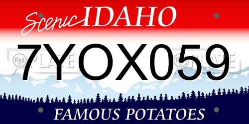 7YOX059 Idaho License Plate