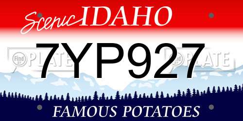 7YP927 Idaho License Plate