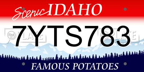 7YTS783 Idaho License Plate