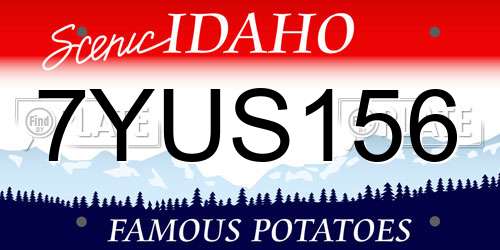 7YUS156 Idaho License Plate
