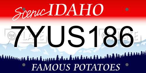 7YUS186 Idaho License Plate