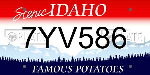 7YV586 Idaho License Plate