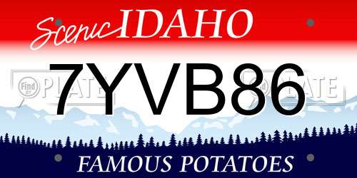 7YVB86 Idaho License Plate