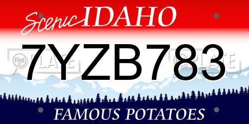 7YZB783 Idaho License Plate