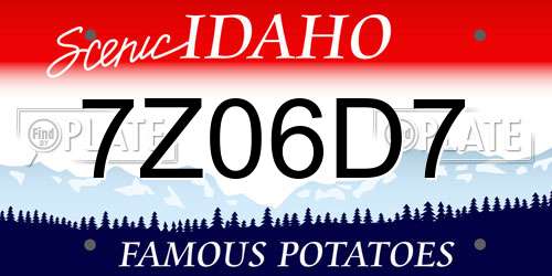 7Z06D7 Idaho License Plate