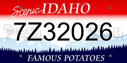 7Z32026 Idaho License Plate