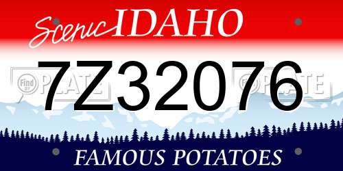7Z32076 Idaho License Plate