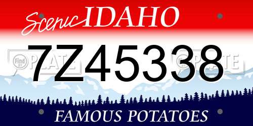 7Z45338 Idaho License Plate