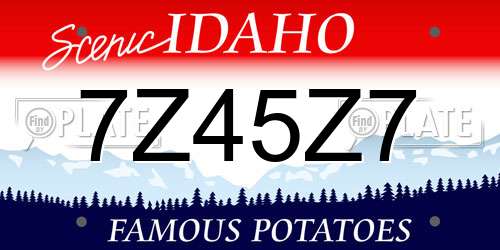 7Z45Z7 Idaho License Plate