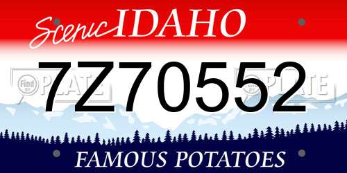 7Z70552 Idaho License Plate