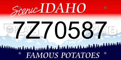 7Z70587 Idaho License Plate