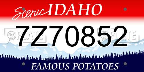 7Z70852 Idaho License Plate