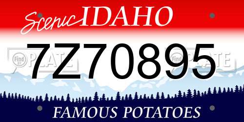 7Z70895 Idaho License Plate