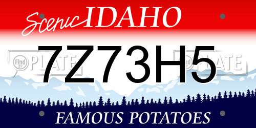 7Z73H5 Idaho License Plate