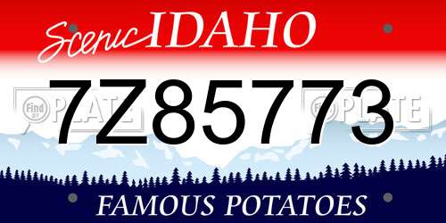 7Z85773 Idaho License Plate