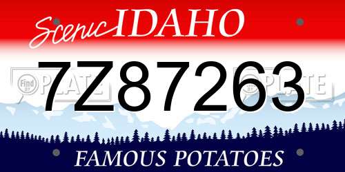 7Z87263 Idaho License Plate