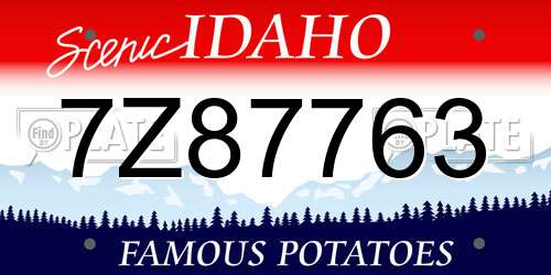 7Z87763 Idaho License Plate