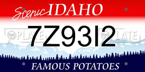 7Z93I2 Idaho License Plate