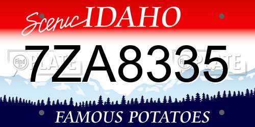 7ZA8335 Idaho License Plate