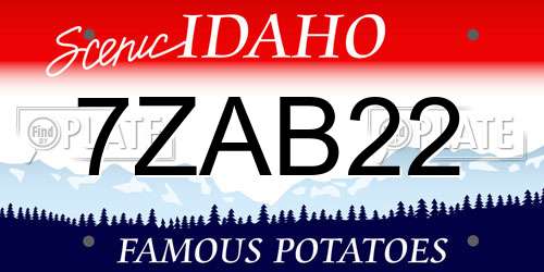 7ZAB22 Idaho License Plate