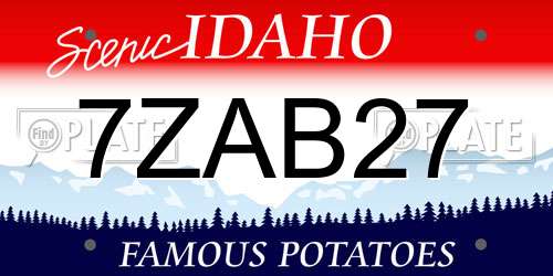7ZAB27 Idaho License Plate
