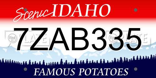 7ZAB335 Idaho License Plate