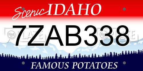 7ZAB338 Idaho License Plate