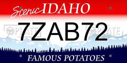 7ZAB72 Idaho License Plate