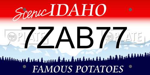 7ZAB77 Idaho License Plate