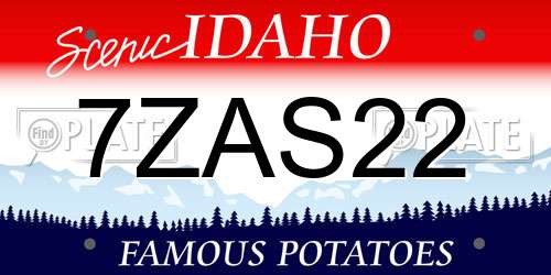 7ZAS22 Idaho License Plate